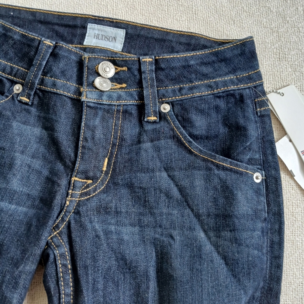hudson ♡ capri cuffed malibu jeans 24 y2k mcbling euro low rise columbia wash - Picture 2 of 11